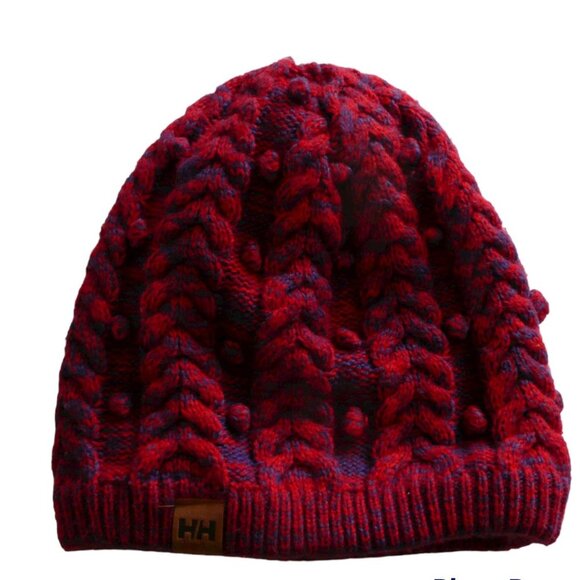 Helly Hansen Beanie Hat  Women's Winter Red / Blue Toque - Picture 1 of 4